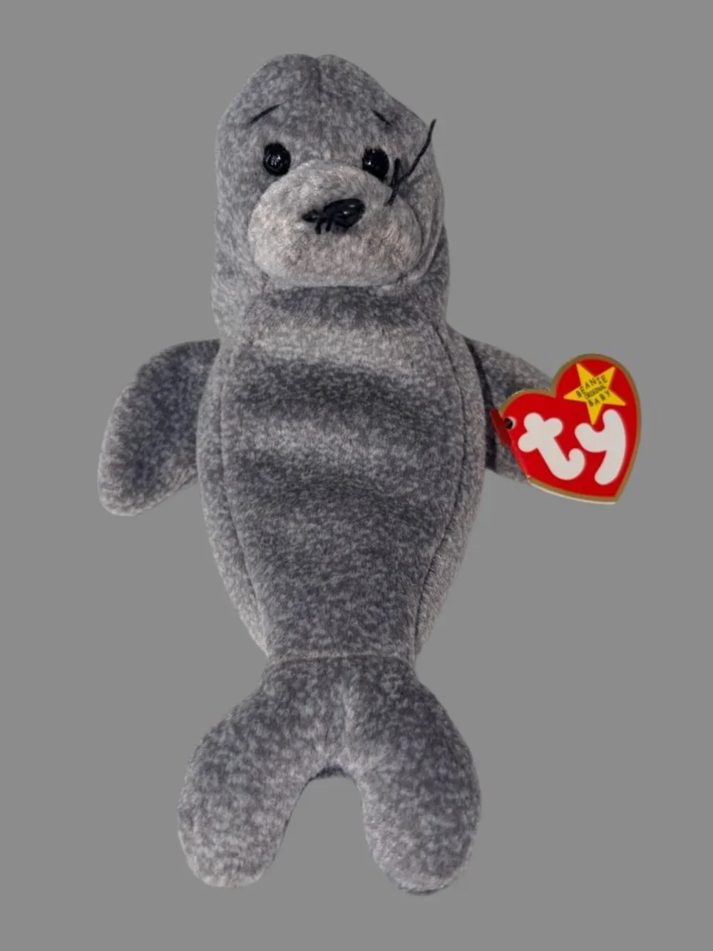 Vintage Ty Beanie Baby Slippery the Seal 1998 Gray Plush Retired w/ Tags